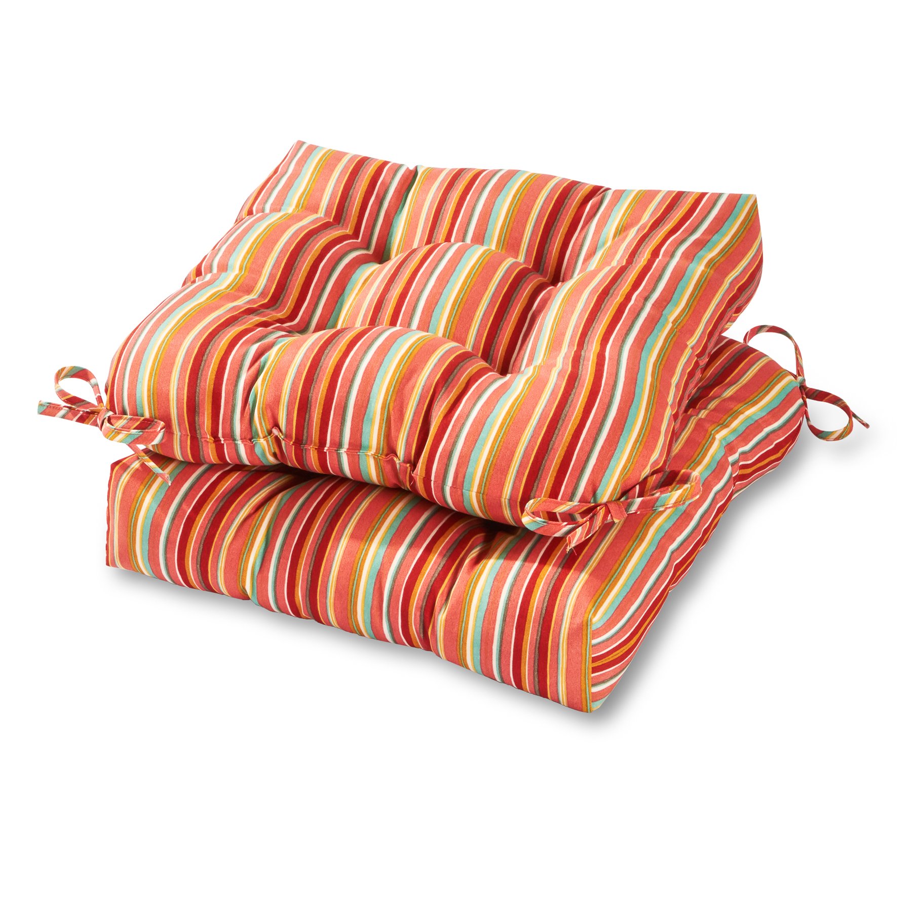 Greendale Home Fashions 20-inch Square Outdoor Dining Seat Cushion, Coral Stripe