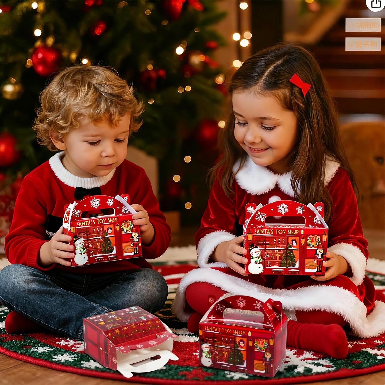 24-Pack Christmas Gift Boxes with Handle,Santa Snowman Tree Pattern Party Favors Treat Candy Cookie Boxes for Xmas Decorations and Party Supplies(5.9 x 3.5 x 5.5 Inch) - Image 5