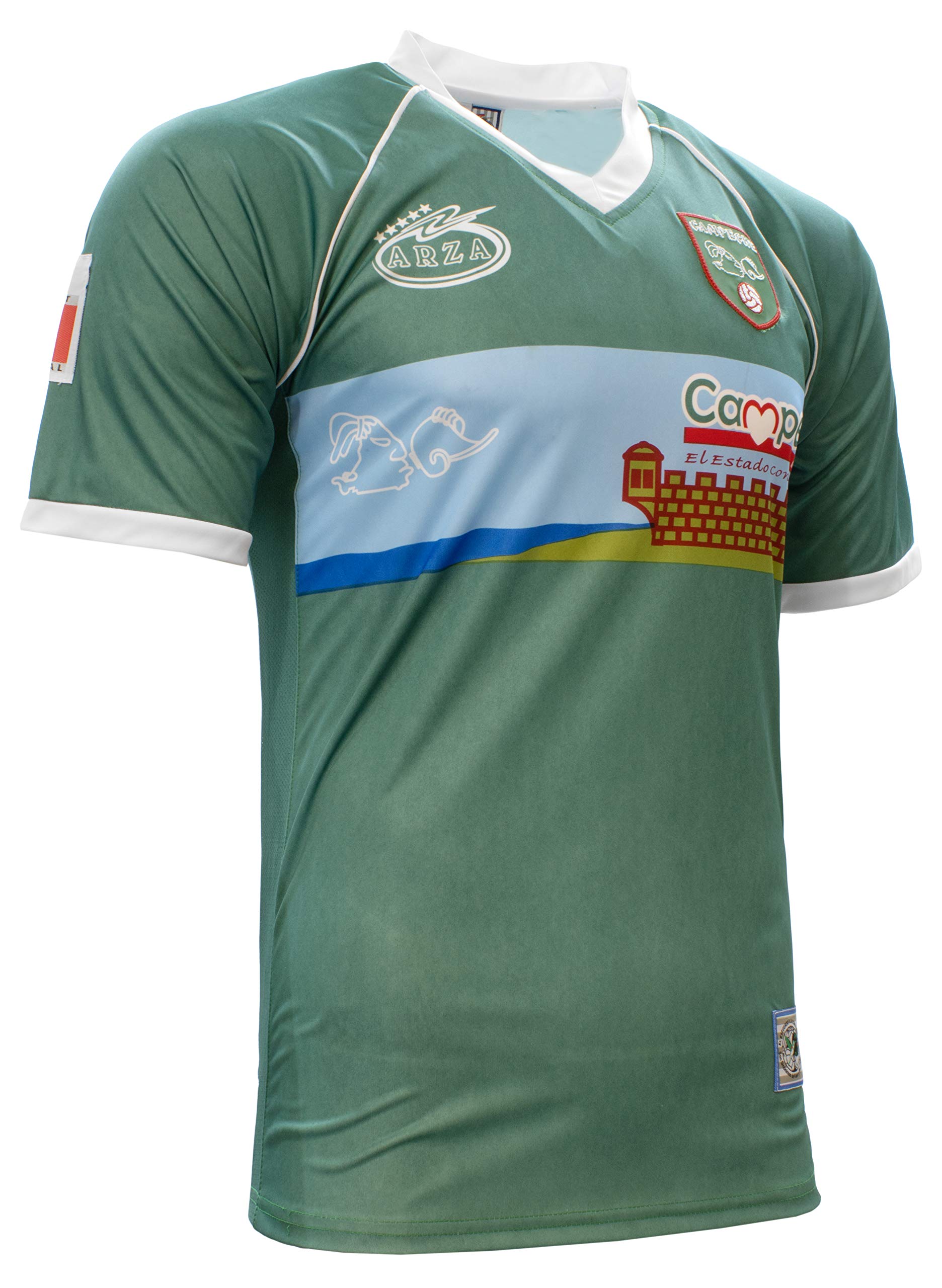 Campeche Mexico Jersey Arza Design Color Whtie/Green Short Sleeve (US, Alpha, X-Large, Regular, Regular, Green)
