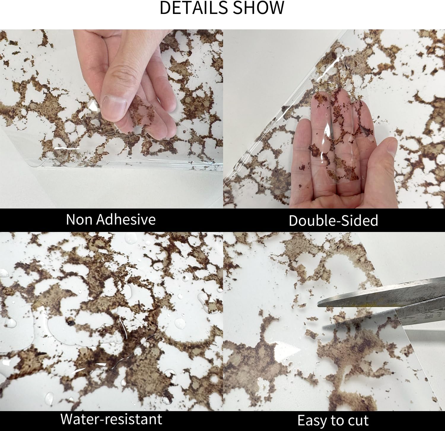 LiveInUrban Static Cling Faux Antique Mirror Texture Window Film, Luxury Antique Copper Bubble Room Decor 11.81"x39.37"