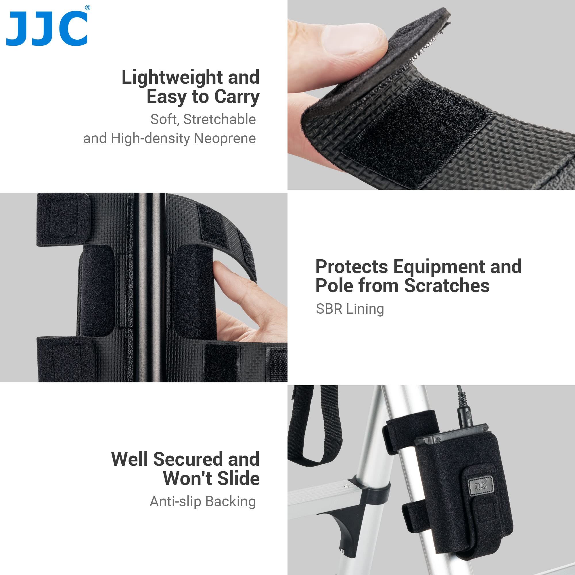 JJC Cinghia Montaggio Neoprene per Piccoli Gadget Attacca Alla Gamba del Treppiede, Supporto Luce Scala Fotografica, Fascio e Altri Oggetti per un Accesso Rapido Agli Oggetti (Capacità Carico 1kg)