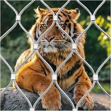 Stainless Steel Rope mesh,Zoo Cage Fence,7x7 Strand Stainless Steel Wire Rope Structure,Stainless Steel 304 Rope net,Safety Netting,antioxidant,Heat-Resistant,FlexibleH2xL3m/H6.56xL9.84ft