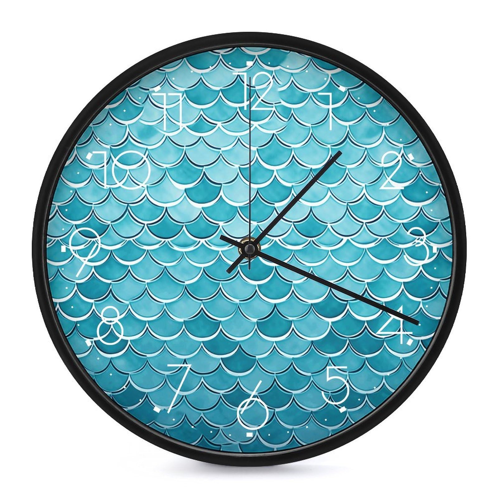 Horloge murale silencieuse Blue Waves de 25,4 cm pour une chambre zen sans tic-tac