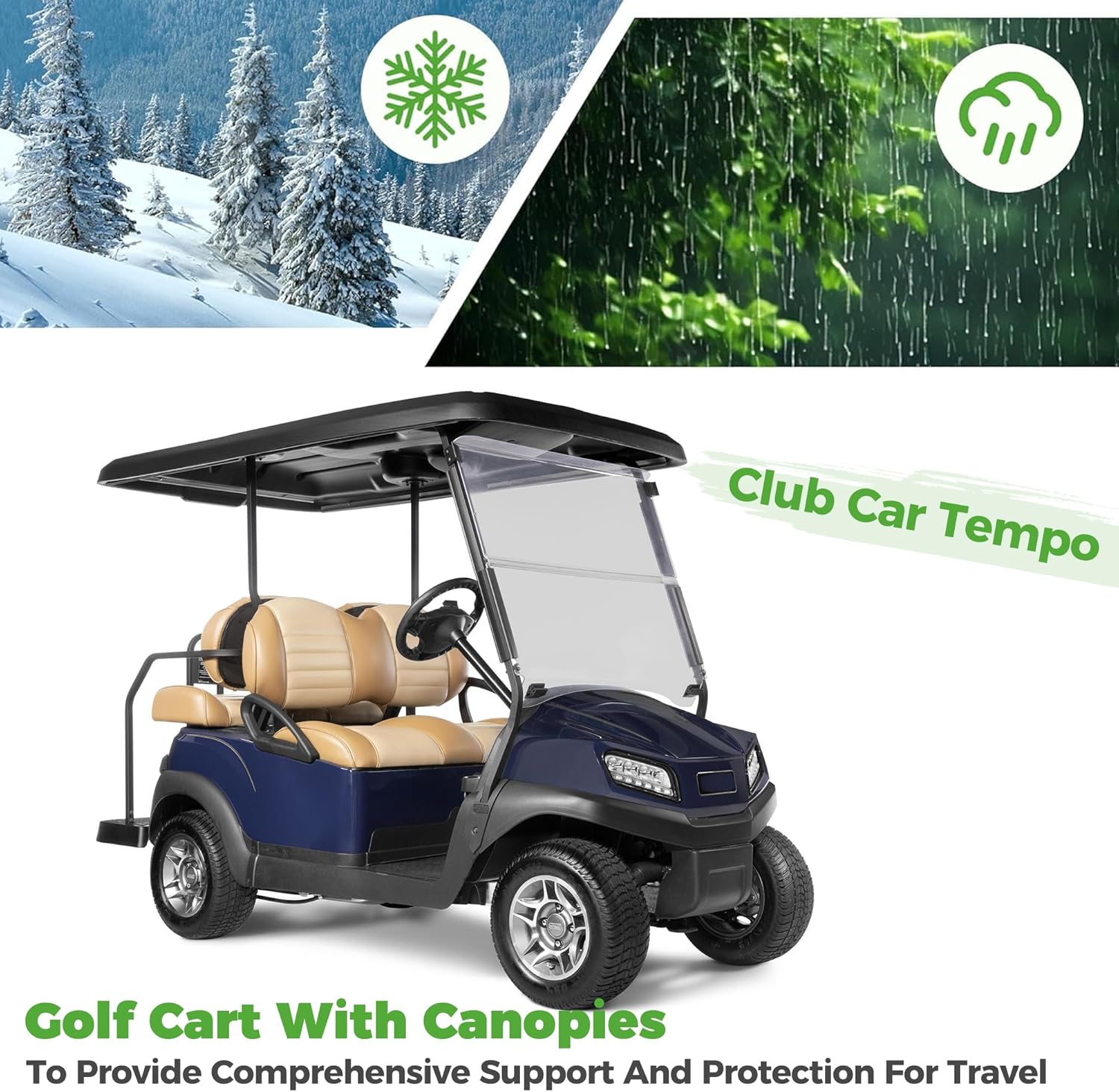 10L0L Golf Cart Front Roof Strut Brackets for Club Car Tempo with Steel Screw Bushings Repair Kit, Heavy Duty Strut Support Reinforcement Repair
