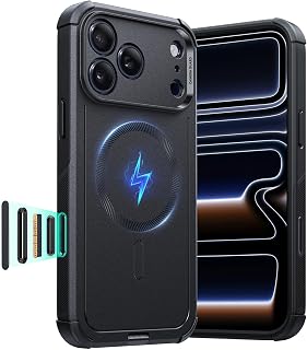 ESR for iPhone 17 Pro Case, 7X Military-Grade Drop Protection with Camera Control Button, Shock-Absorbing Phone Rugged Cover, Compatible with MagSafe Accessories, Magnetic Cyber Series, Black