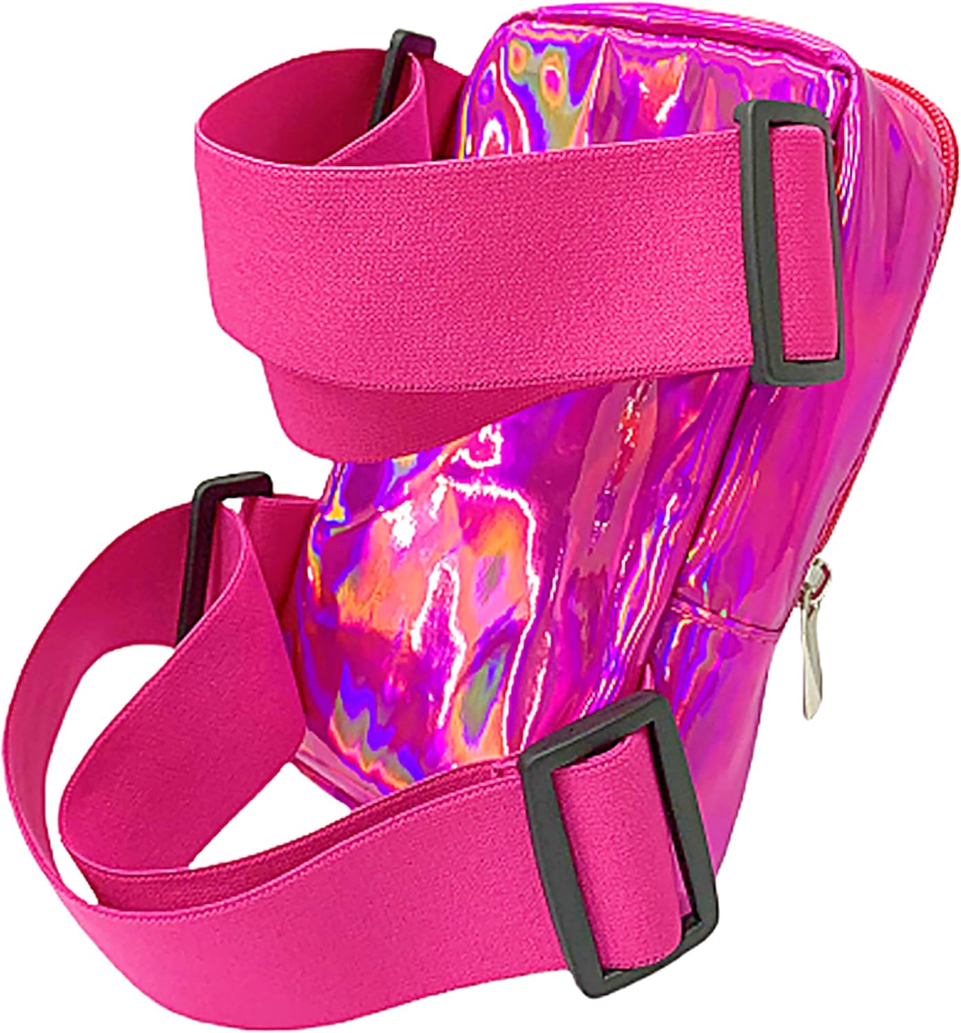 Holographic Thigh Bag | Carnival Leg Harness for Women | Outdoor Waist Pouch | J'ouvert Travel Leg Pack with Adjustable Colored Straps | Pink - Image 6