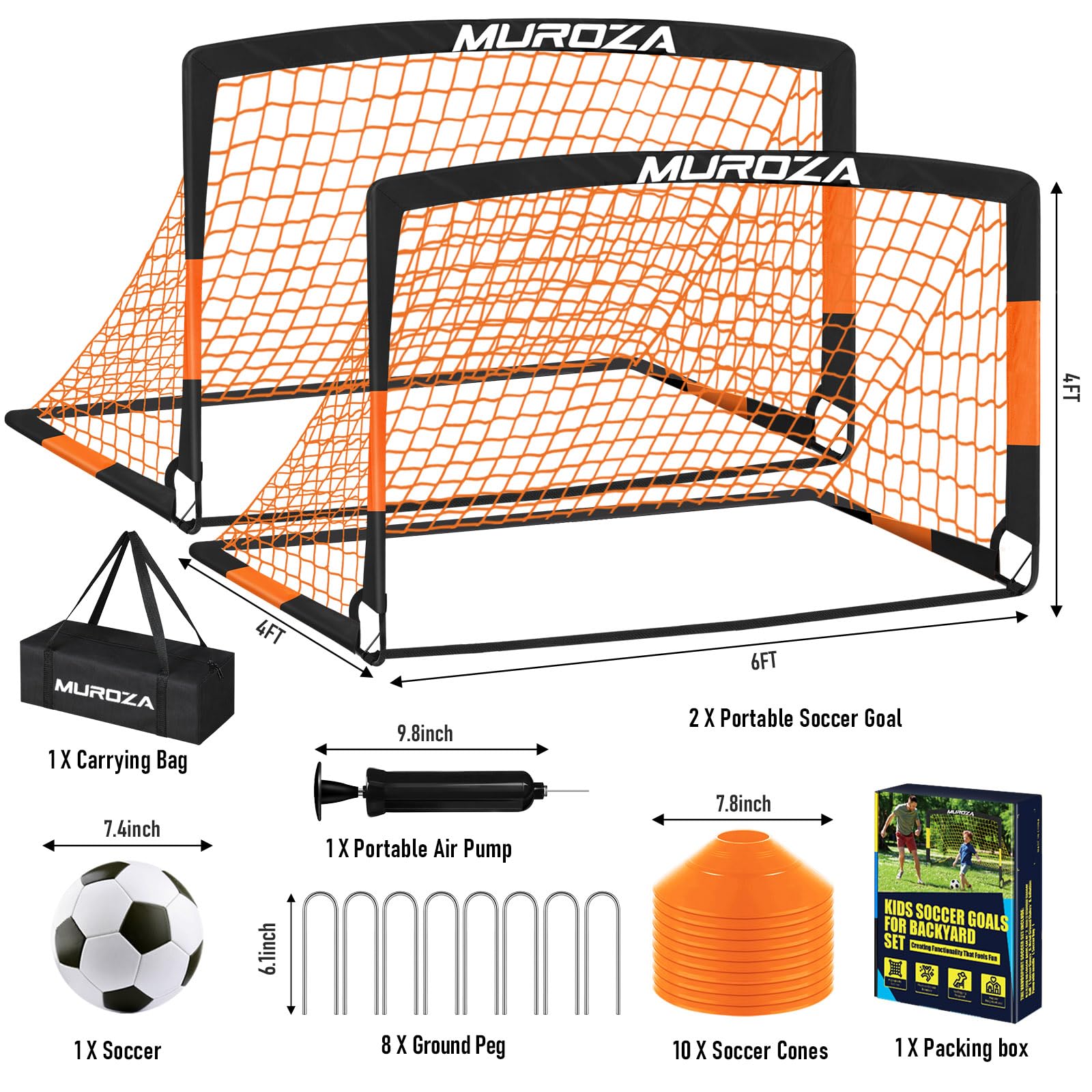 Soccer Goal, Kids Soccer Goals for Backyard Set, Pop Up Soccer Net view 2