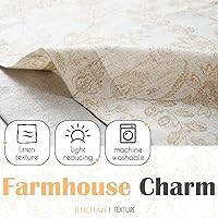 Vista 4 de jinchan Cortina de lino con cenefa de lino con estampado floral para cocina, cenefa opaca rústica para sala de estar, dormitorio, baño, 16 pulgadas