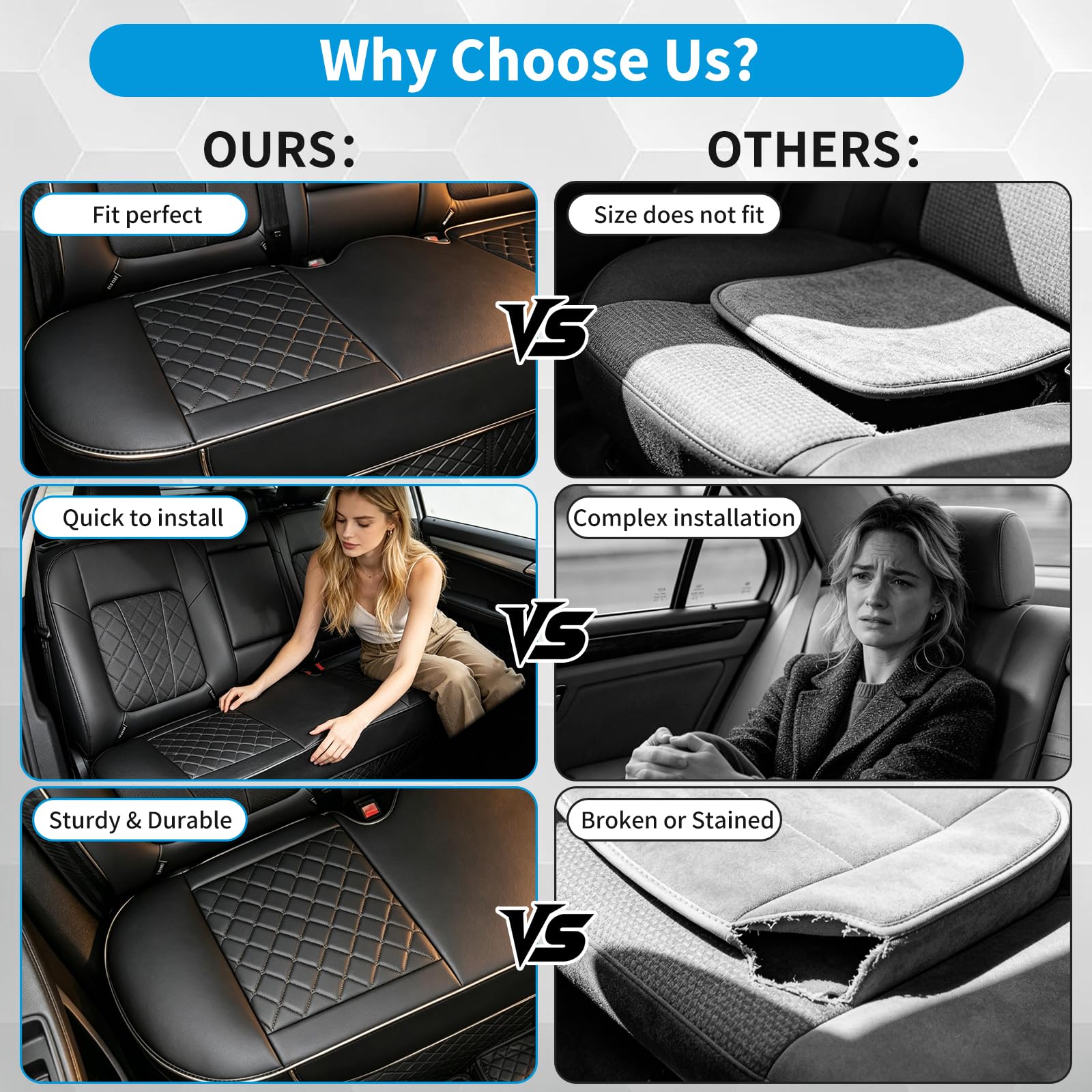 Cojines universales para Asientos de Coche, Funda Impermeable de Cuero sintético PU para el Respaldo del Asiento, Protector Transpirable para Asientos de Coche, Resistente al Desgaste
