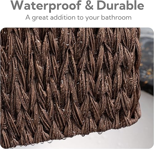 Miniatura 5 de GRANNY SAYS Cestas de mimbre para organizar, cestas de almacenamiento anidables para estantes, 1 cesta grande y 2 pequeñas de mimbre impermeable,