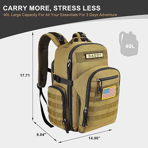 Miniatura 9 de MIRACOL Bolsa de pañales para bebé para papá poliéster 900D de grado militar con más de 16 bolsillos múltiples para papá activo - 40L XL capacidad