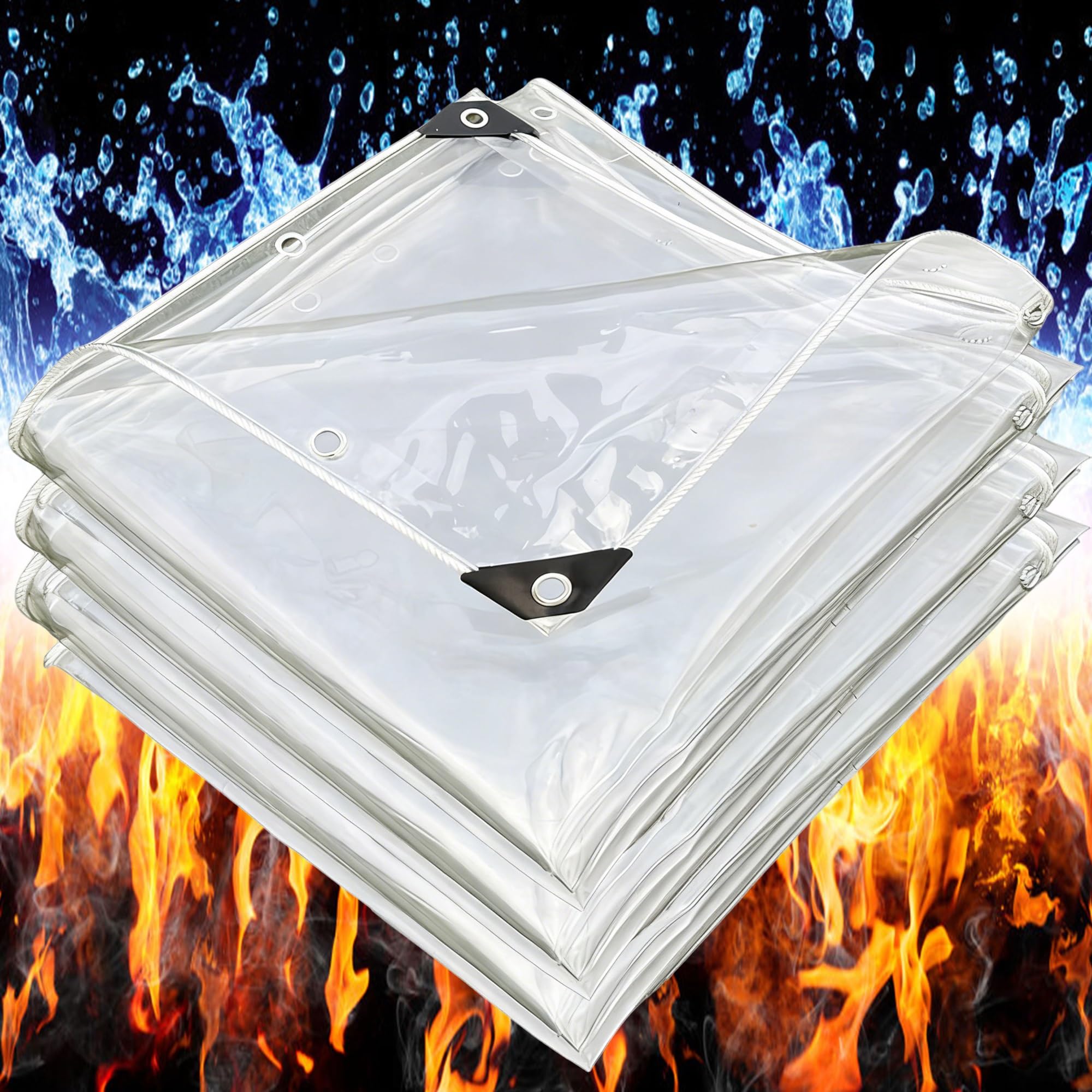 Hl-Yfc Transparent Tarpaulin Waterproof Heavy Duty 520G/M² 0.5X6m 100% Waterproof Tarps Multi-Purpose Cover For Kennels Chicken Coops Fishpond Hay Log Pile Roof Trailer Outdoor Furniture Ground Sheet Clear