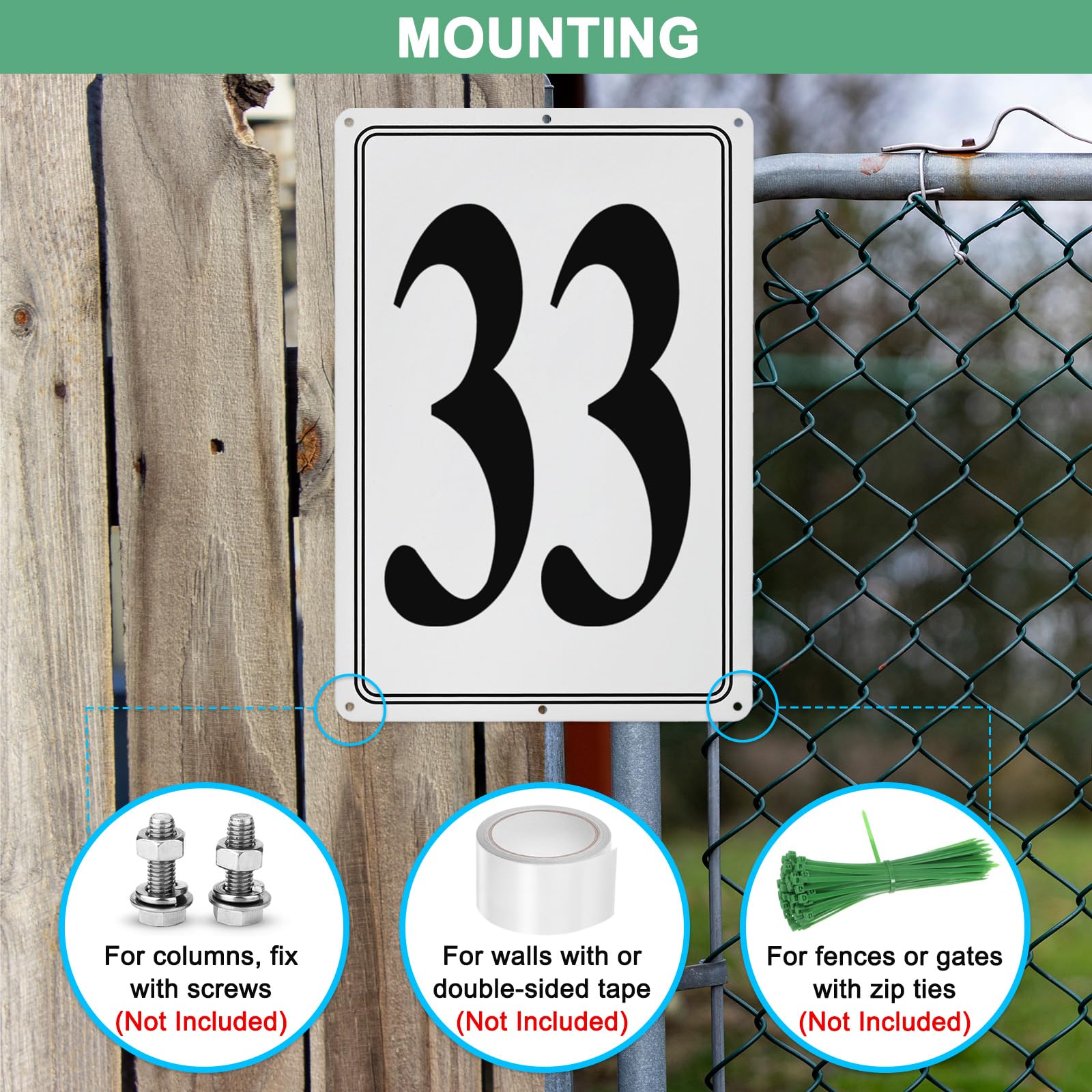 M METERXITY Aluminum Number Sign 33, 11.8 Inch House Numbers and Metal Letters, Parking Spot Letter Signs - Image 4