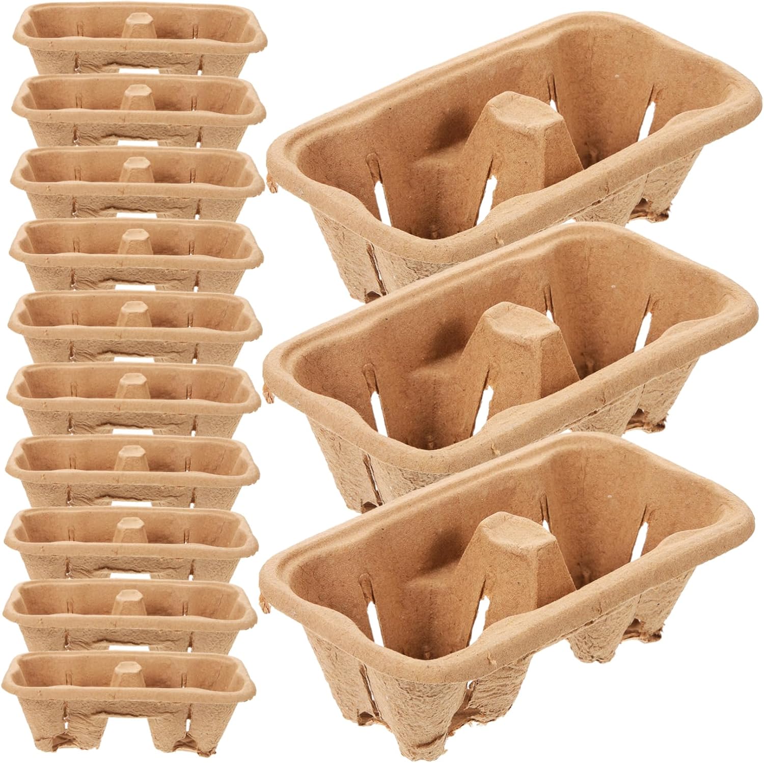 PRETYZOOM 50pcs Coffee Cup Carrier Tray Drink Holder with Slots for Takeout Beverages Sturdy Paper Design for Safe Transport for Picnics