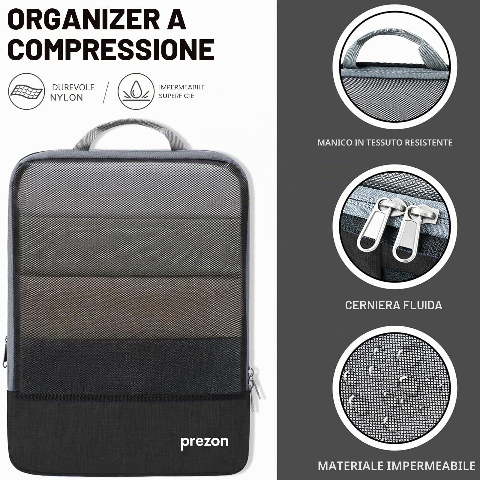 Cubi da viaggio compressibili, set di 4 organizer per valigie, organizer estensibile per valigie, organizer per valigie, cubi da viaggio per viaggi o per riporre oggetti a casa, Nero