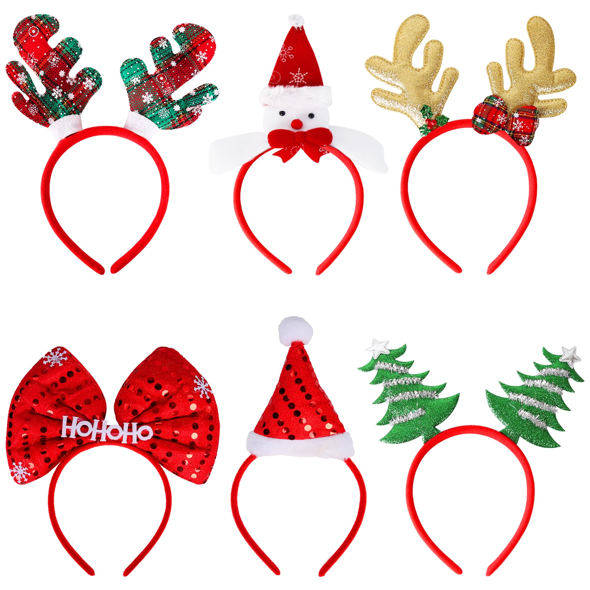 XBFOCNH Kersthaarband, 2 stuks, kerstmuts, sneeuwpop