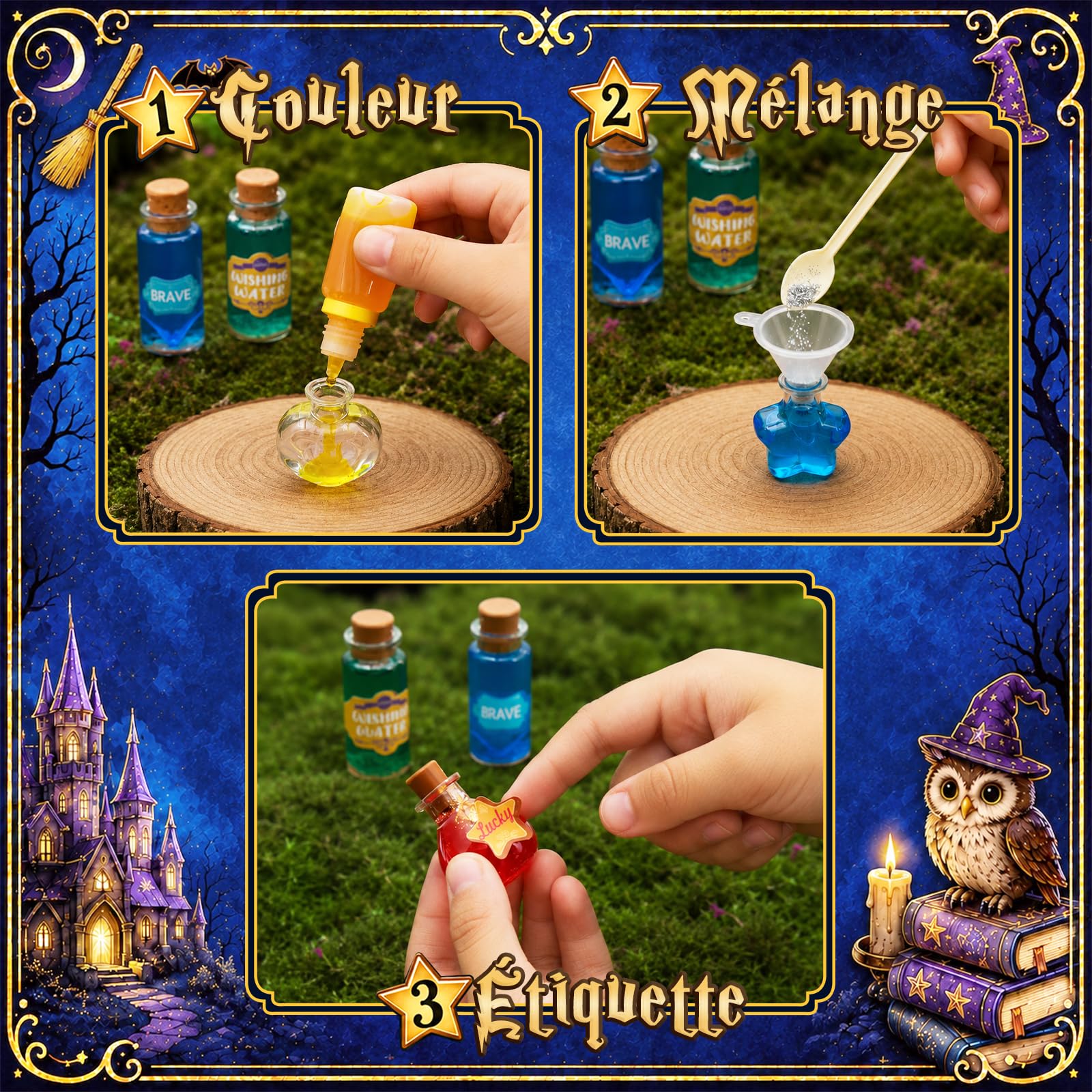 Wothfav Potion Magique Enfant, Mélange 22 Bouteilles de Potion Magique, Set de Potion Mystère Vintage pour Enfants, Kits de Potions de Fées, Jouets Artisanaux pour Garçons et Filles, Cadeaux Créatifs