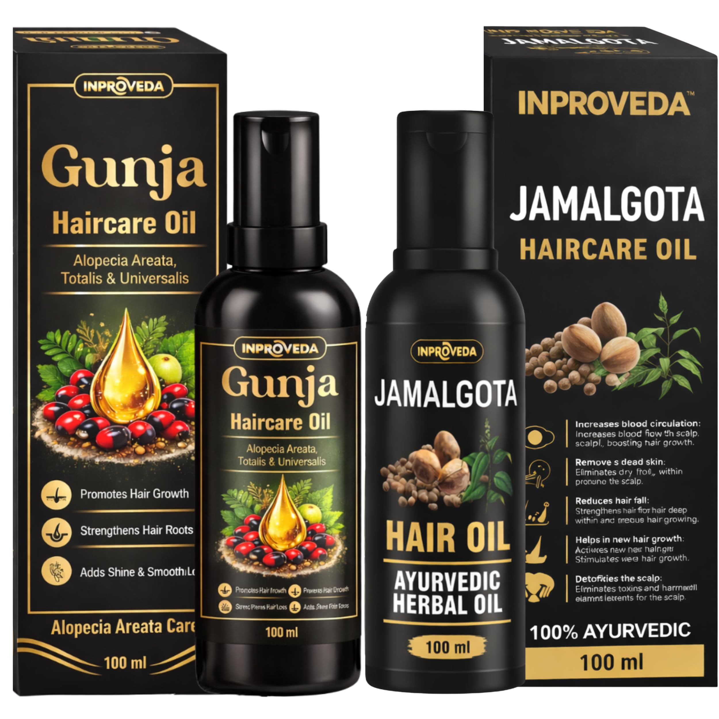 Haircare Combo Pack of Jamalgota & Gunja Haircare 200ml | Ayurvedic Hairs Growth for Alopecia Areata & Beard | With Amla, Yastimadhu, Camphor, Rosemary, Jatamansi & Bhringraj | Gunja 100ml & Jamalgota 100ml Both in One Pack | For Men and Women-image-11