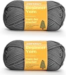 Beginner Yarn for Crocheting and Knitting, Rainbow, 2x1.76oz, 80m (87.5yds) Each, #4 Bulky, Cotton-Nylon Blend, Easy-to-See Stitches