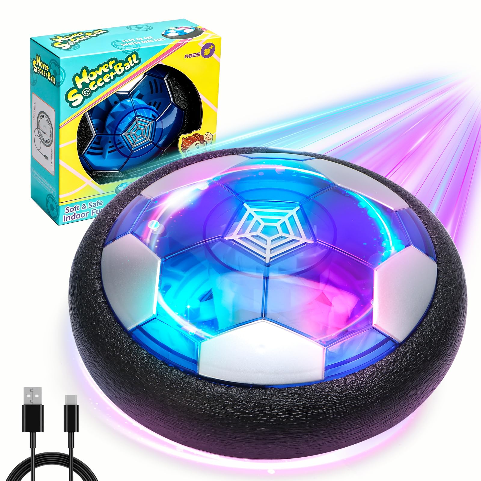 Dannstar Hover Soccer Ball Toys for 3-12 Year Old Boys, Indoor Rechargable Light-up Toys…