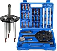 HQSSWUCH 21-in-1 Bearing Puller Set: Inner Hole 3-Jaw Puller with Curved Hooks, Red Steel Collets & Heavy-Duty Storage Case