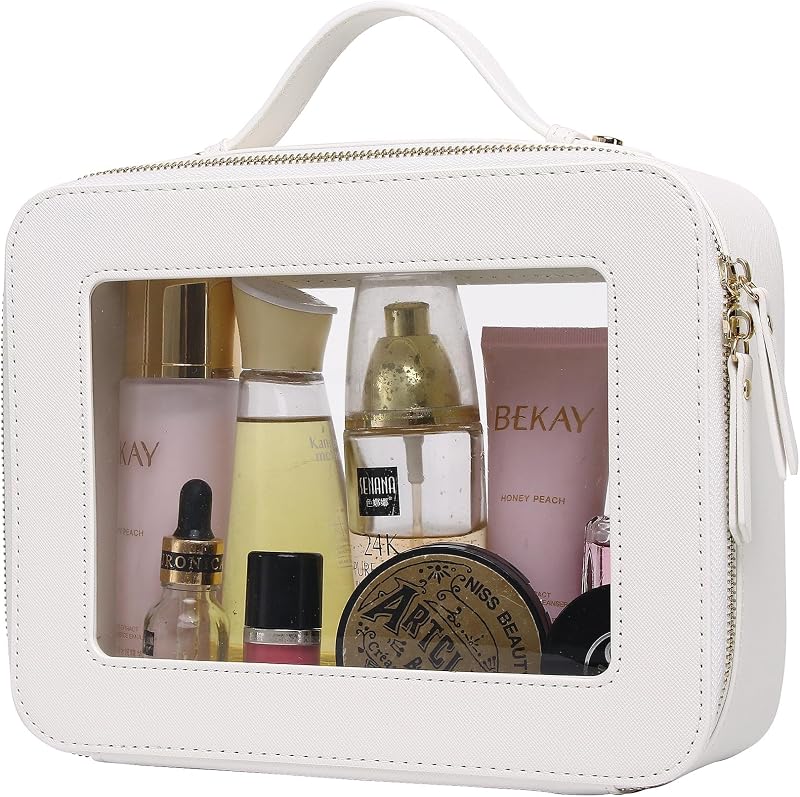 Necessaire transparente Pinkmik C/White tamanho L com zíper