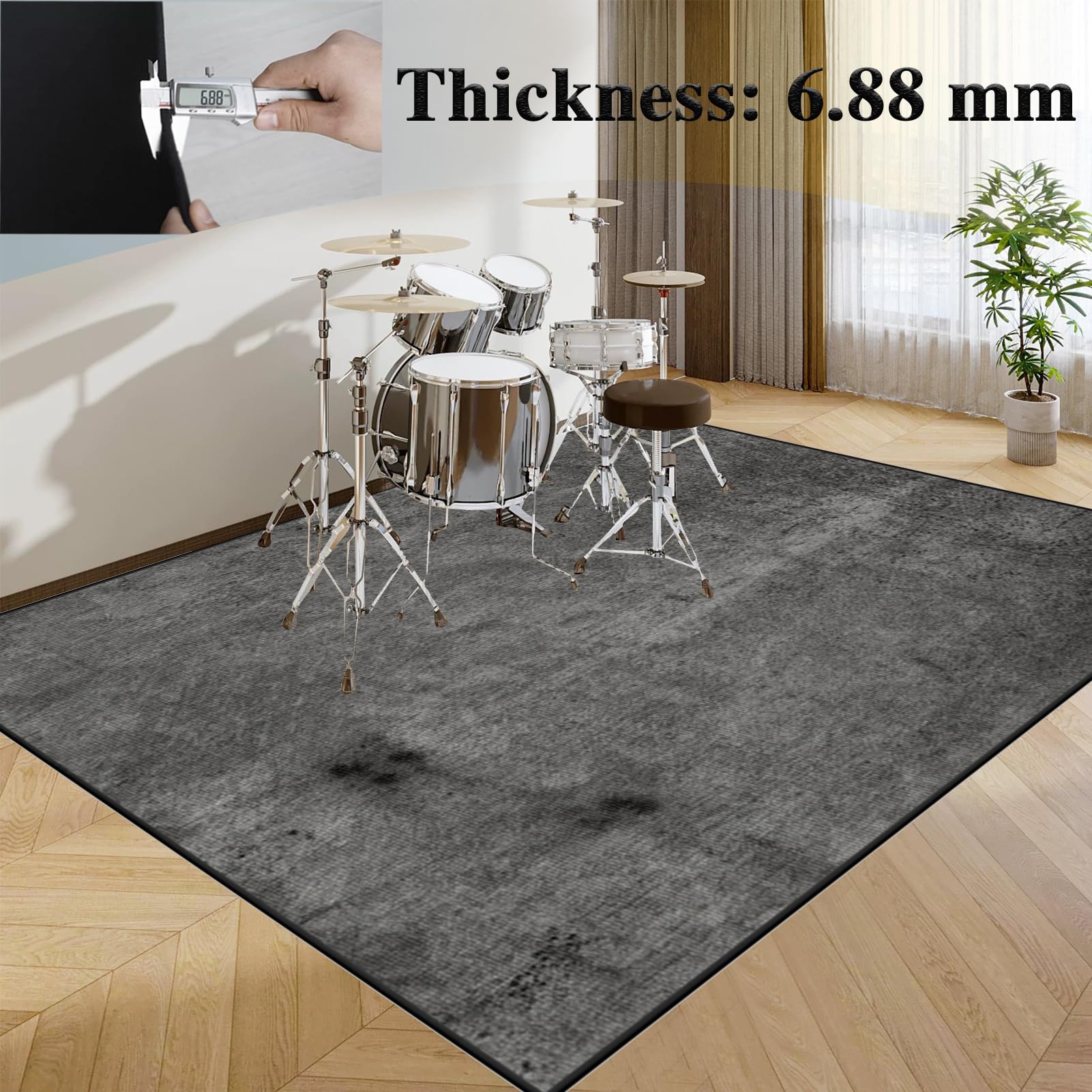 210 x 180 cm Tappetino per Batteria Acustica, Tappeto per Batteria Insonorizzato, Tappeto Professionale per Batteria e Strumenti a Percussione Elettronici per Grancassa Rullante e Altri Strumenti