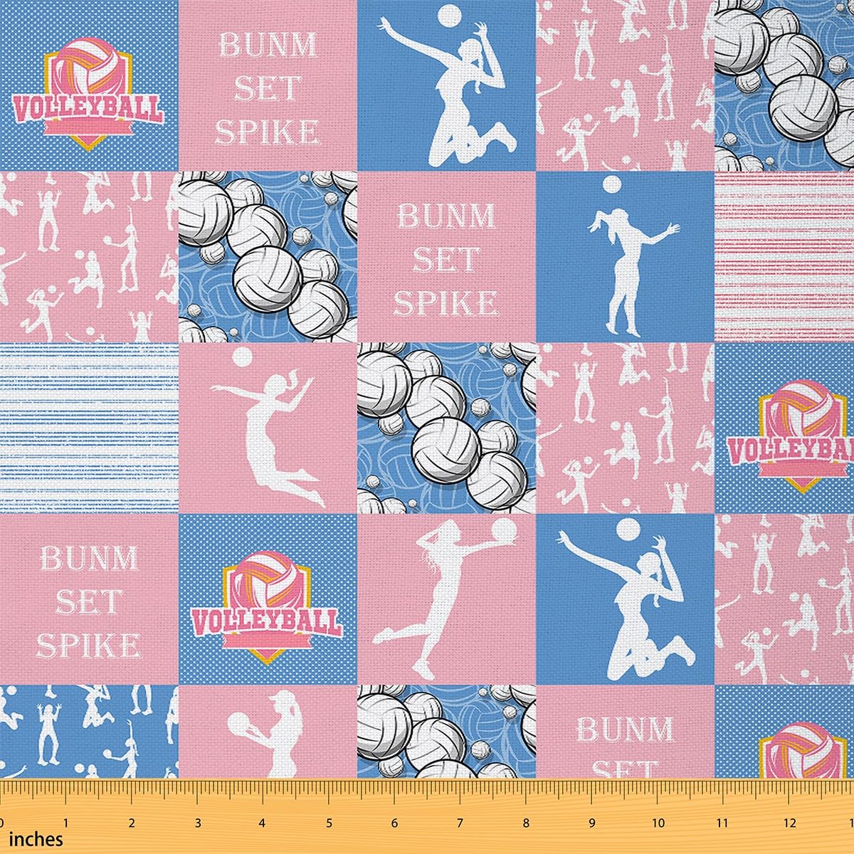 Volleyball Waterproof Outdoor Fabric for Chairs Teens3 Yards (L276*W150cm) Sports Game Fabric by The Yard Kids Volleyball Player Upholstery Fabric for Chairs Pink Blue Reupholstery Fabric
