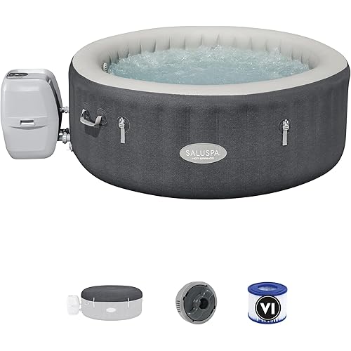 Bestway SaluSpa Hot Springs Inflatable Hot Tub, Fits Up to 2-4 Persons, Energy-Efficient Portable Spa, Outdoor Blow Up Hottub for Backyard, 120 AirJets, 71" x 26" Round