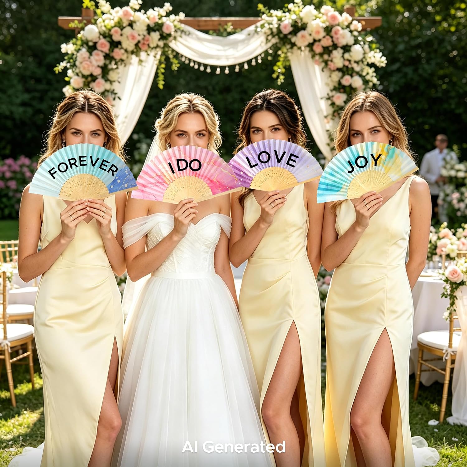 2 Pack Paper Folding Hand Fan, Bamboo Frame Foldable Fan for Women, Portable Handheld Fan for Wedding Party Favor image 4