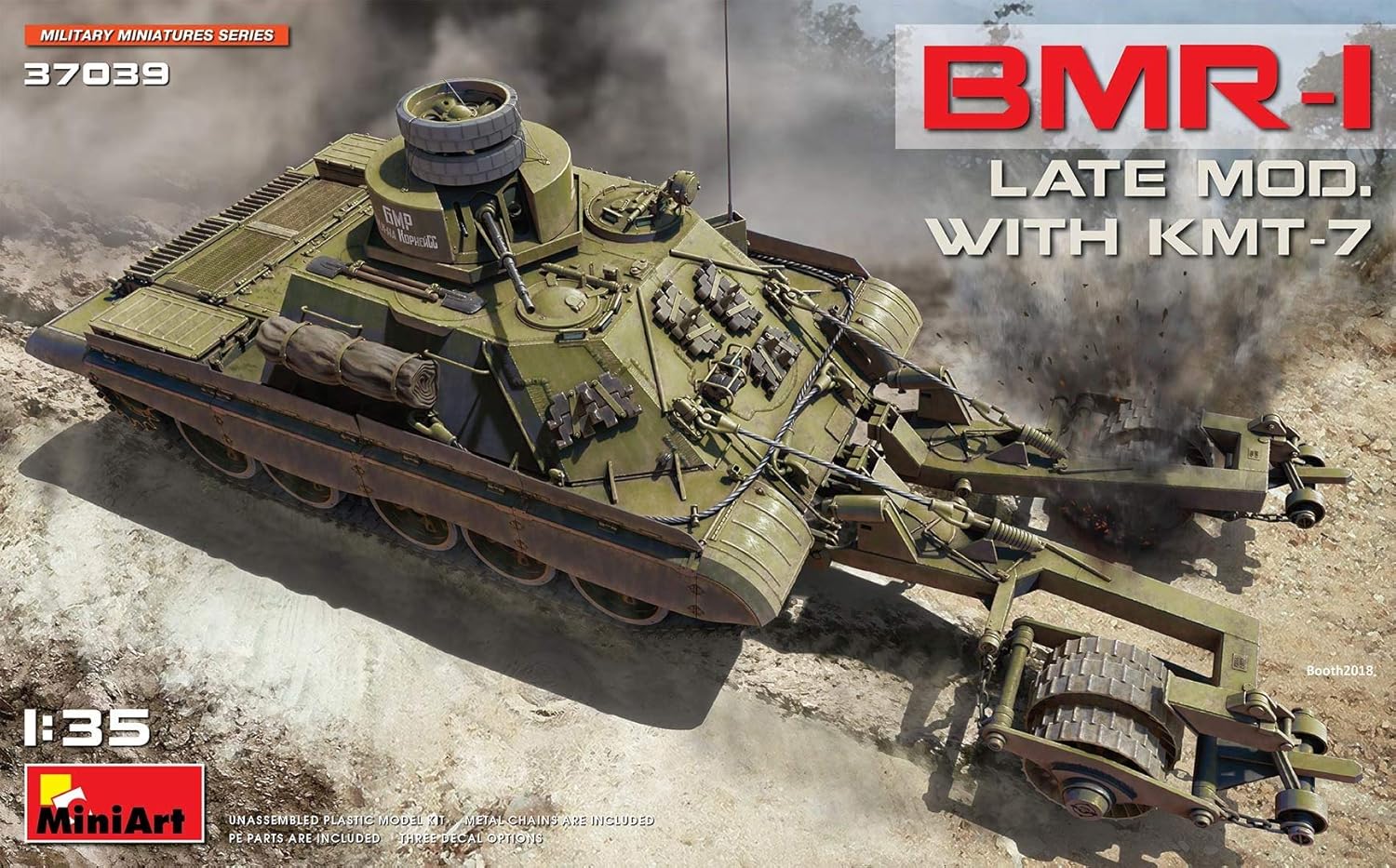 Mini Art 1/35 Soviet Army BMR-1 Late KMT-7 Mine Remover Model MA37039' / MIA37039 1:35 Miniart BMR-1 Late Mod with KMT-7 [Model Building KIT]