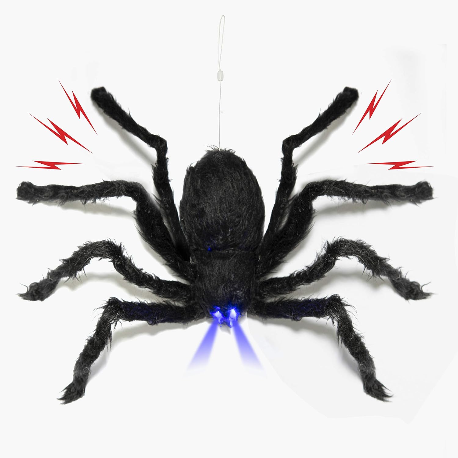 PREXTEX Animated Dropping Huge Black Hairy Spider/Tarantula with LED Eyes for Halloween Haunt Décor Best Halloween Decoration