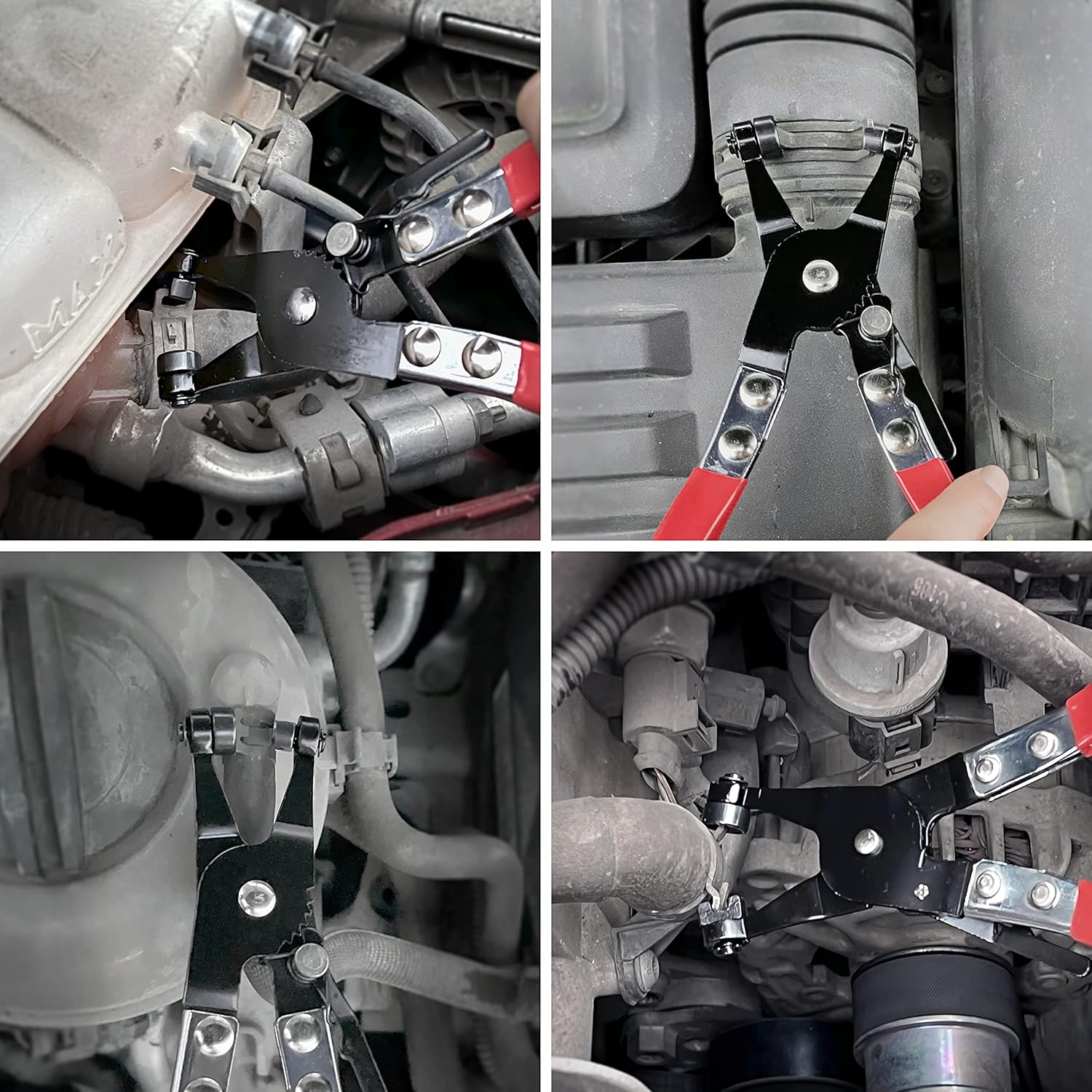 Hose Clamp Plier Repair Tool with Swivel Flat Band for Removal and Installation of Ring-Type or Flat-band Hose Clamps in Automotive Coolant Radiator Heater and Water Hose…