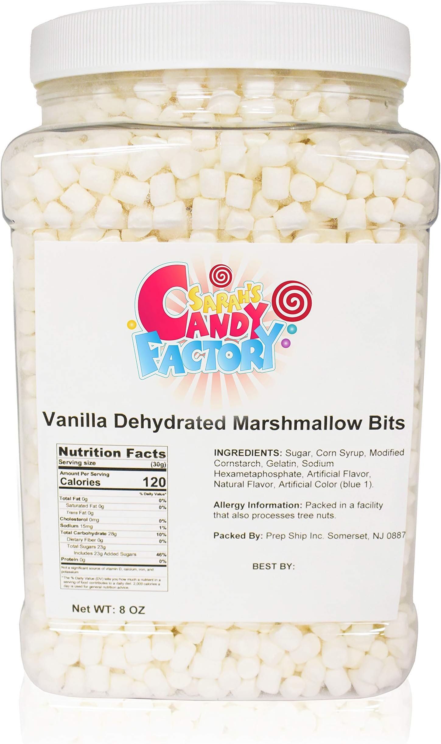 Sarah's Candy Factory Vanilla Mini Dehydrated Marshmallow Bits in Jar, 8 Oz