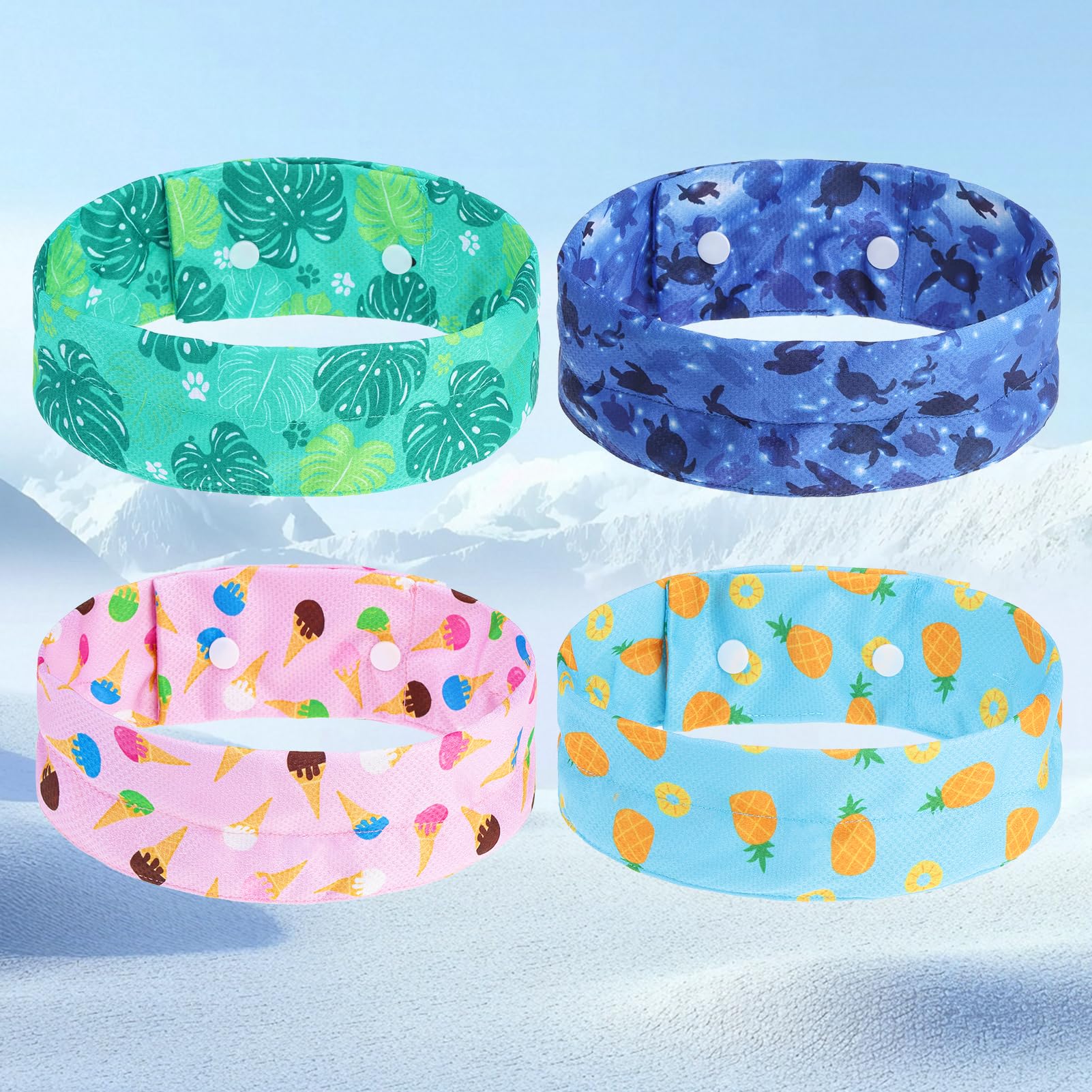 PUPTECK Dog Cooling Bandana Instant Ice Cool — 4 Pack