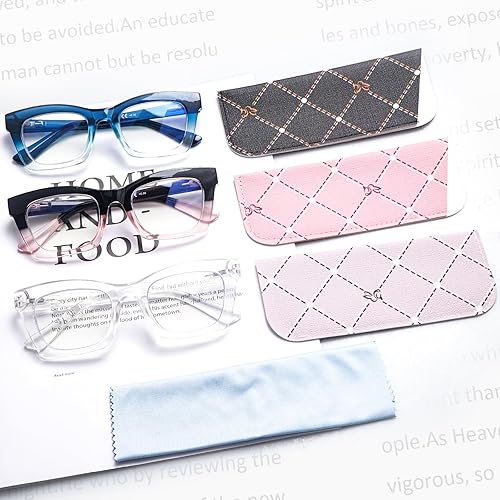 Miniatura 7 de SIGVAN Paquete de 6 lentes de lectura estilo Oprah con bloqueo de luz azul, cuadrados, para computadora, bisagra de resorte para mujer