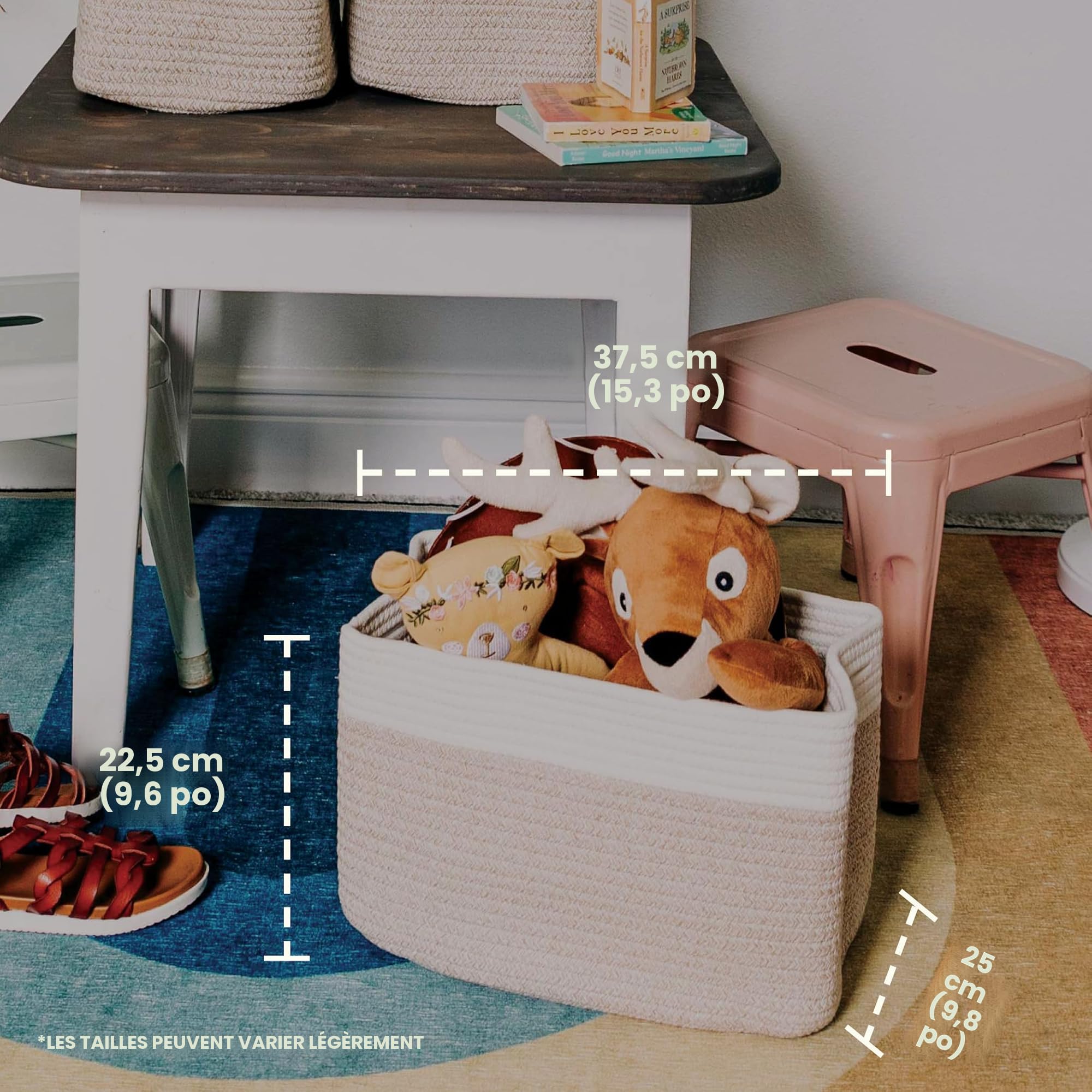 Lot De 3 Paniers Décoratifs De Rangement Algar, Coton, Blanc, 20x20x14 Cm