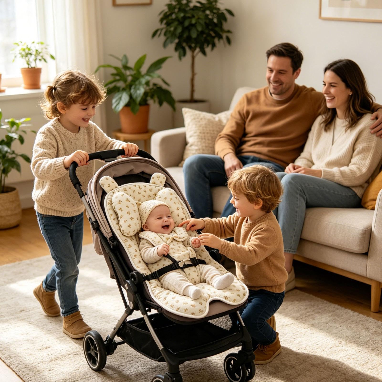 Kinderwagen Sitzauflage - Atmungsaktiv Weich Wendbar - Sitzauflage Kinderwagenpolster - für Zuhause Spaziergang Indoor Outdoor Einkaufen Camping Ausflug Reisen unterwegs Alltag Stadtbummel Mädchen