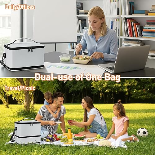 Miniatura 3 de Lonchera grande con aislamiento térmico para mujeres, hombres y adultos, lonchera expandible de compresión, hielera, reutilizable, con correa para