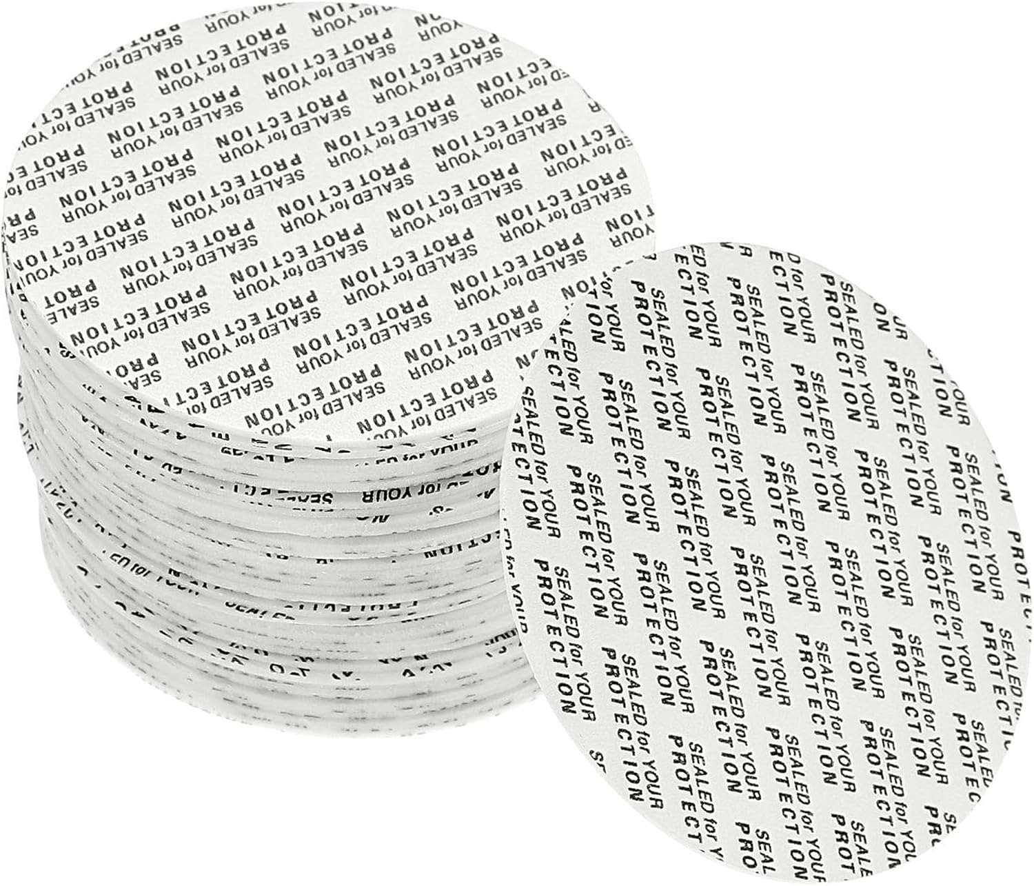 YOKIVE 50Pcs Foam Lid Liners, Polystyrene Tamper Pressure Sensitive Liners, Great for Bottle Cap Sealing (White, 67mm)
