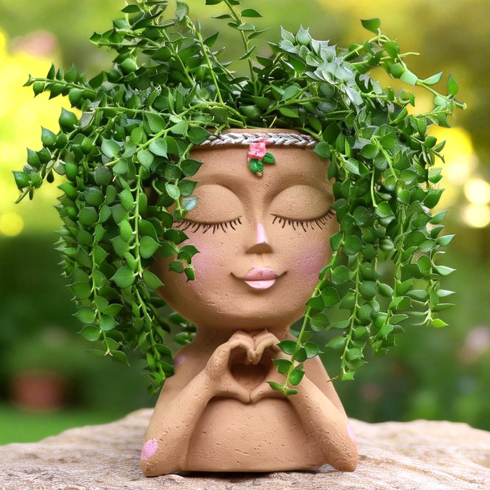 Meltset M Face Planter Pot with Heart Hands
