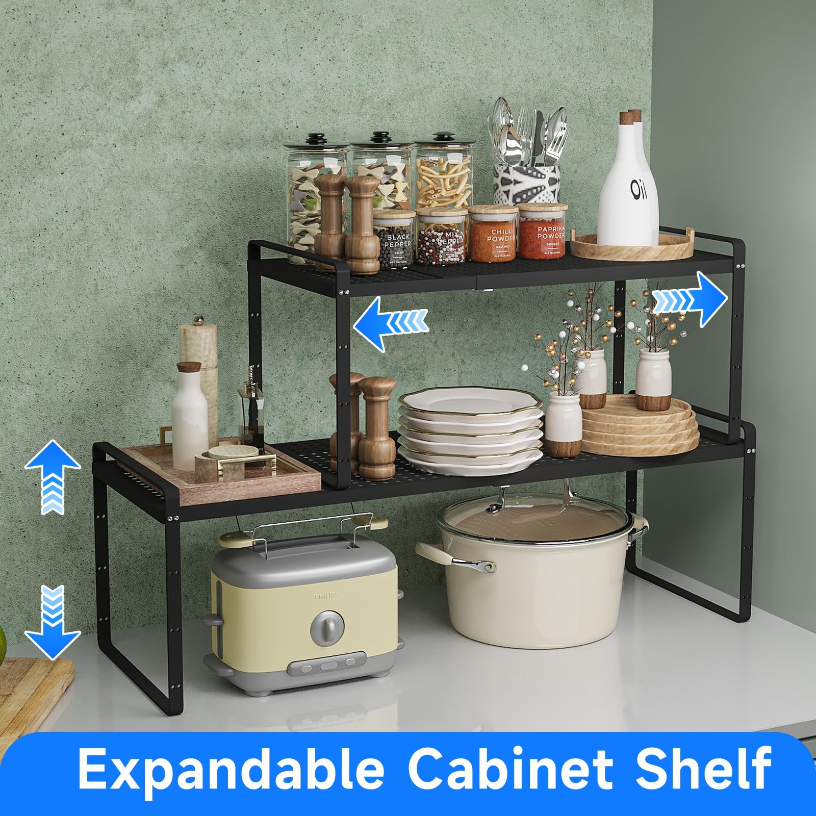 Snapklik.com : Expandable Kitchen Shelf Organizers, Kitchen Cabinet ...