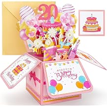 20th Birthday Card, Pink Pop Up Birthday Card for 20 Year Old Girl
