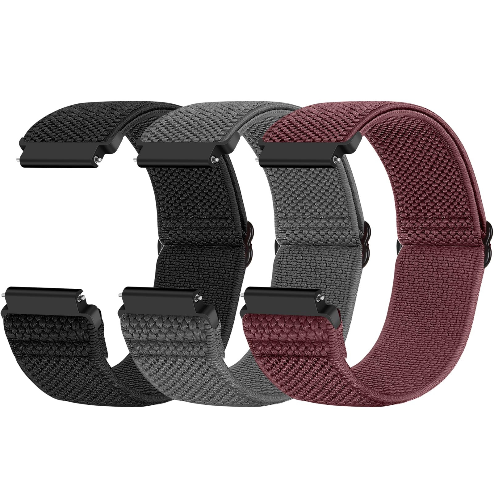 Compatible with 16mm 18mm 19mm 20mm 22mm 24mm Watch Bands Quick Release Replacement Wristband,Adjustable Stretchy Nylon Solo Loop Straps Fabric Braided Sport Elastic Bands for Men Women