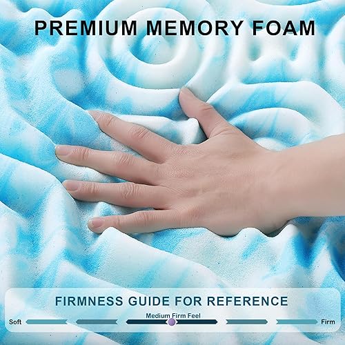 Miniatura 2 de Askme Cubrecolchón de 2 pulgadas, 7 zonas, gel de enfriamiento de espuma viscoelástica, tamaño King, alivia la presión, almohadilla de colchón suave