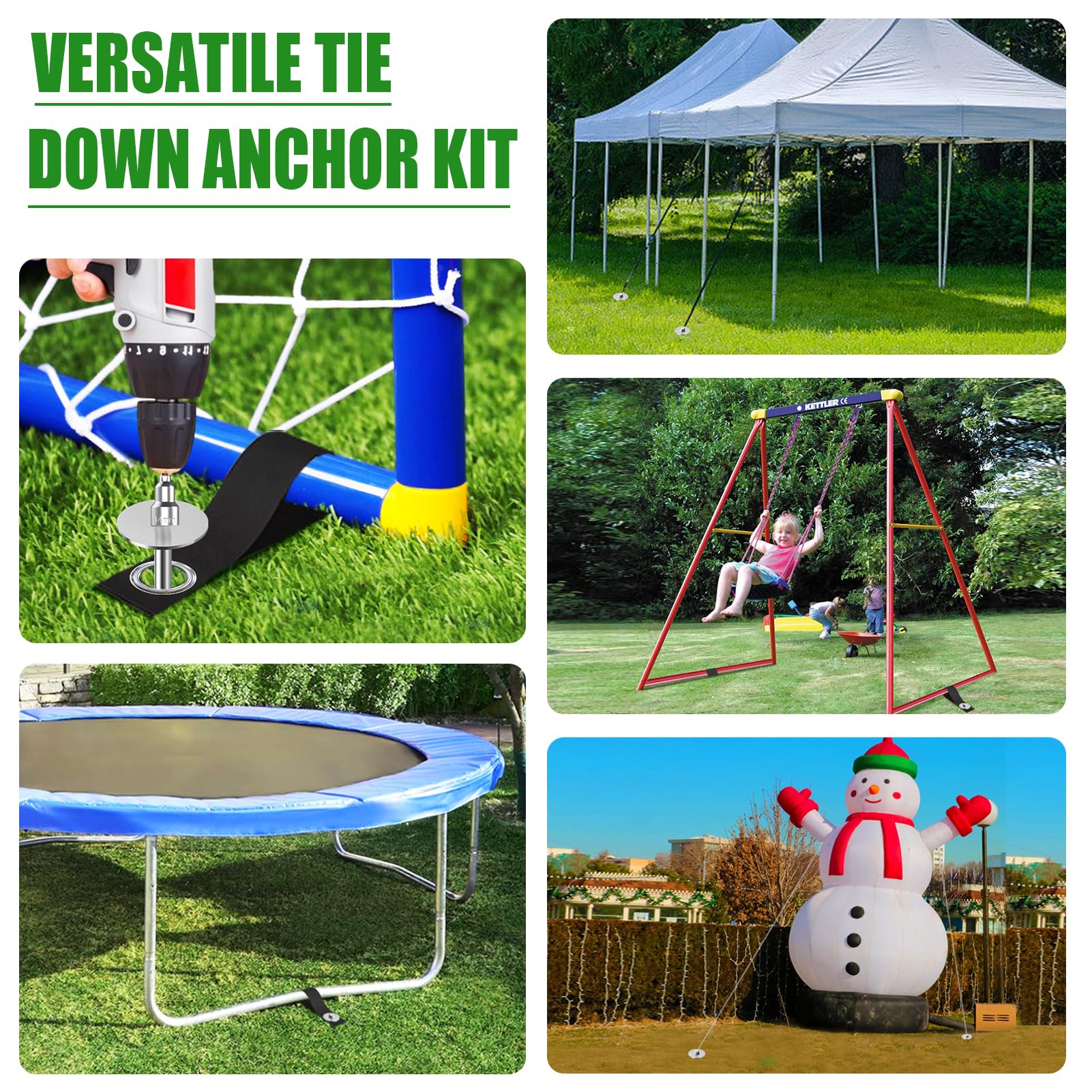 Eurmax USA verzinktes, rostfreies Camping-Familienzelt, Pop-Up-Zeltheringe, Eiswerkzeuge, strapazierfähig, 10 Stück, mit 1,2 x 3 m Seilen und 1 schwarzen Stopper