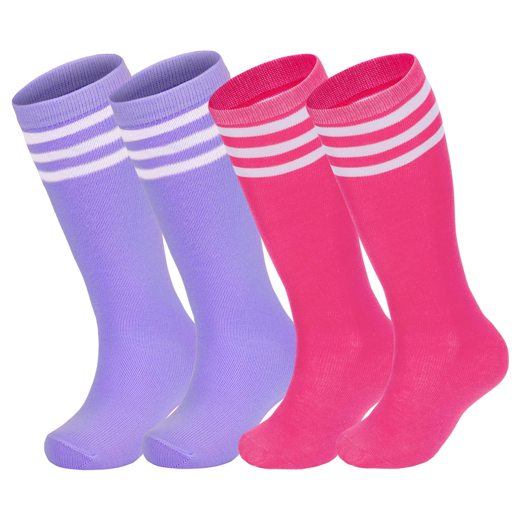 Zando 4 Pairs Kids Soccer Socks Athletic Youth Boys Girls Knee High Socks