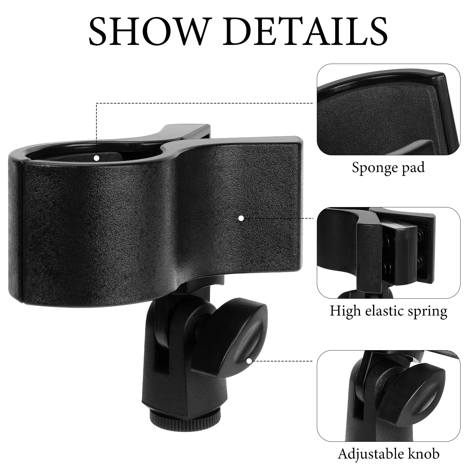 Geekria for Creators Universal Microphone Clip Holder, Adjustable Mic Mount with 5/8" Male to 3/8" Female Screw Adapter - Image 4