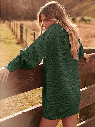 Miniatura 7 de ANRABESS Vestido de suéter para mujer, de gran tamaño, de punto trenzado, manga larga, vestidos cortos de otoño 2025, ropa de vacaciones e invierno