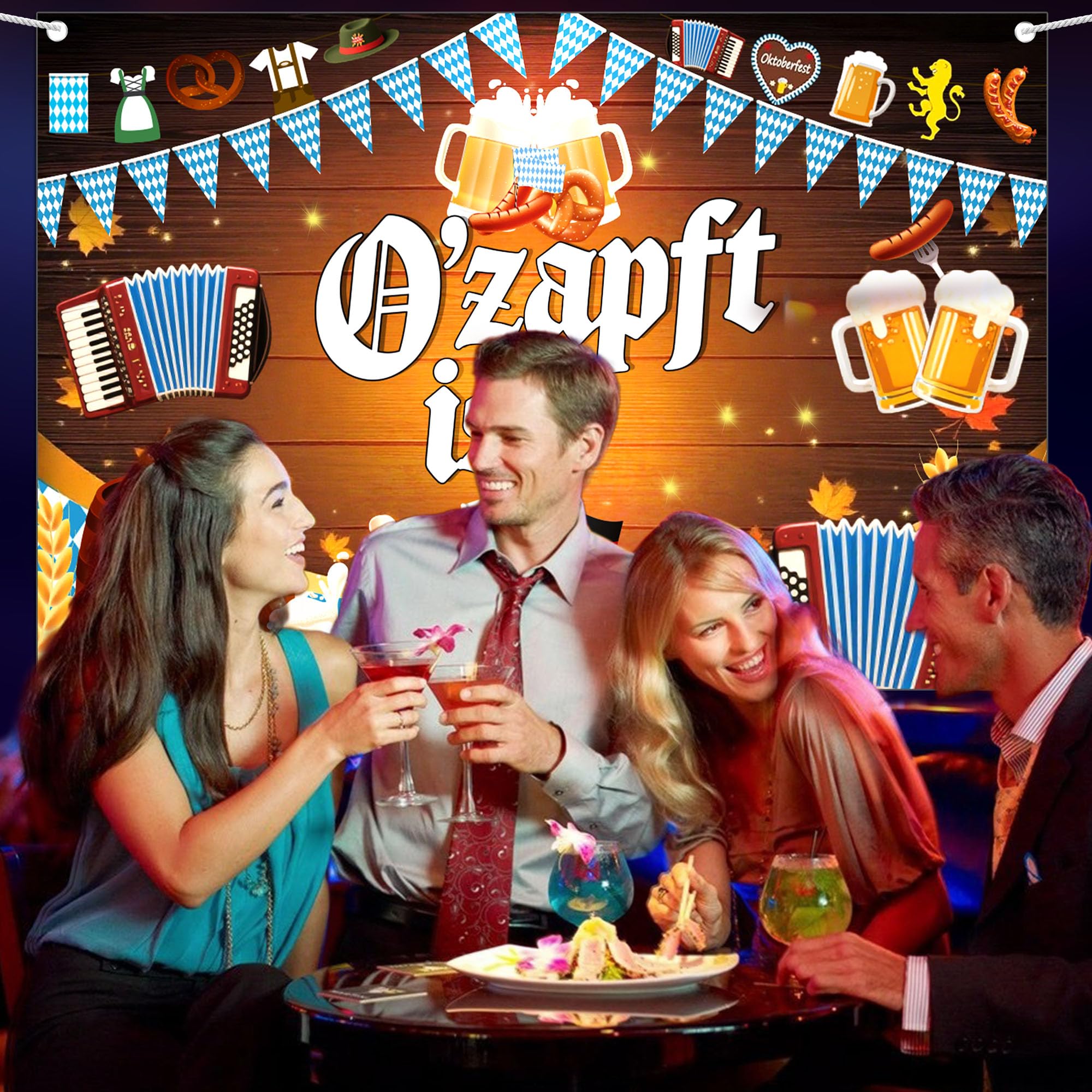 Oktoberfest Banner – Weiß-blaue Karo-Flagge, 50x250 Cm, Aus Polyester, Für Zaun, Hof, Party-Deko